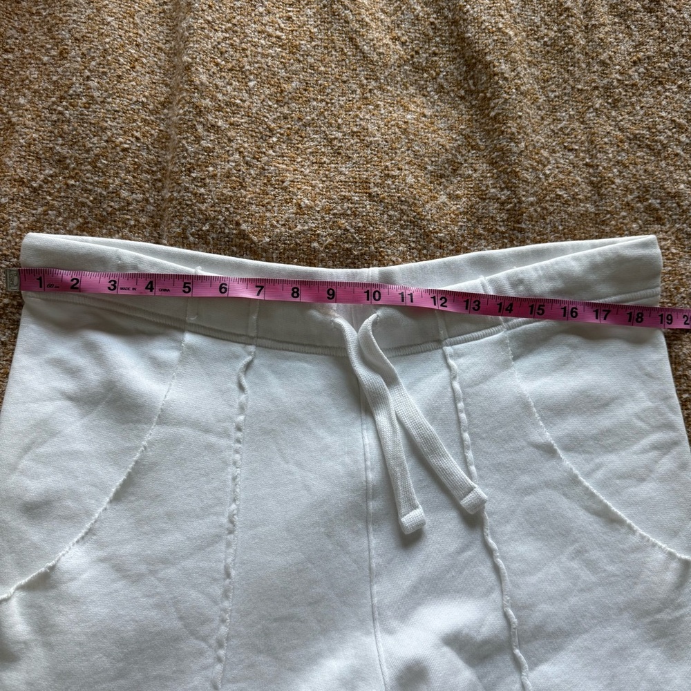 Frank & Eileen Eamon Joggers Sweatpants Pants White Large Cotton Raw Hem NWOT - Picture 5 of 6